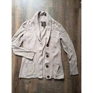 Womens M Fenn Wright Manson 100% Extrafine Merino Wool Tan Cardigan